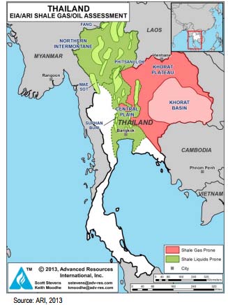 Figure 14: Stratigraphy an Petroleum Systems of the Khorat Basin. Shallow Marine Permian Saraburi Group is the Primary Source Rock