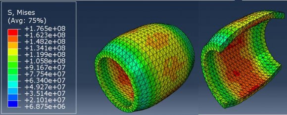 Fig.12 : Visualization of FEM simulation results of 1-D stress wave propagation through pressure bars under impact