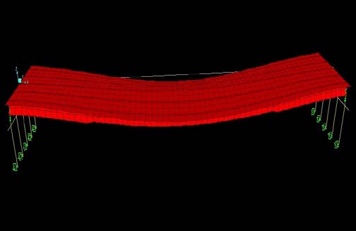 Effective pile O.D. or D = 1488 mm Wall thickness, t = 19 mm D/t = 68 I eff = 9.4625*1010 mm4 full elastic moment of inertia of 4 piles H = L c = 32.0m effective height of the pile (between the points of max. flexure) m = 595,650kg mass of the pile cap + mass of 1 / 4 of pile effective height k d =12EI eff / (L c ) 3 = 6,930kN/m dolphin spring value k f ? variable spring values of the rubber fender are summarized inTable 1 k comp ? composite (dolphin + fender ) serial spring is summarized in column 18 of Table 2 © 2015 Global Journals Inc. (US) Global Journal of Researches in Engineering ( ) Volume XV Issue I Version I Year Design of Semi ? Flexible and Flexible Dolphins with Concrete Pile CapsWhere, ?di = Hi * (Lc) 3 / (12EI eff ) -deflection calculated at every instance of the impact force.k comp represents an average composite spring constant within two elastic regions of the fender spring between 0% to 35% and 65% to 70% of the fender deflection.?/T represents the ratio of impulse length to First Natural Period of the structure, T T = 2? * (m / k comp ) 1/2 = 2 * 3.14 * (595,650/2,901 * 103) 1/2 = 2.85sec (Formula 2a) T = 2? * (m / k comp ) 1/2 = 2 * 3.14 * (595,650/1,325 * 103) 1/2 = 4.21sec (Formula 2b)