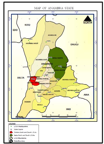 Fig. 2 : Location of Anambra State in Nigeria