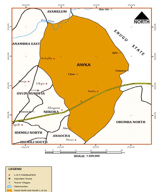 Fig. 3 : Map of Anambra State Showing the Study Area