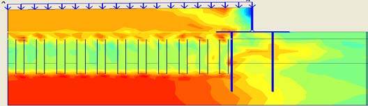 Figure 14 : Settlement profile at the base of embankment behind bridge abutment