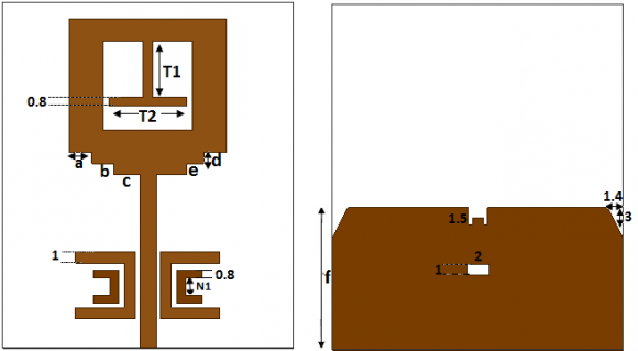 Fig. 1: Geometry of proposed triple band notched UWB antenna.
