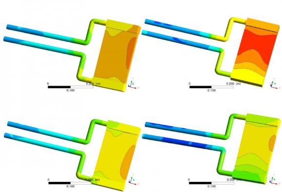 Fig. 7: Volume rendering of cross section of hot plate showing cross section for temperature