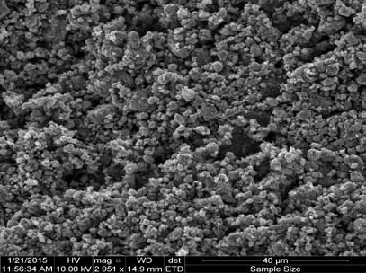 Figure 4: SEM images of different coatings of nanoTiO 2 , after 1st coating (left) and after 3rd coating (right)