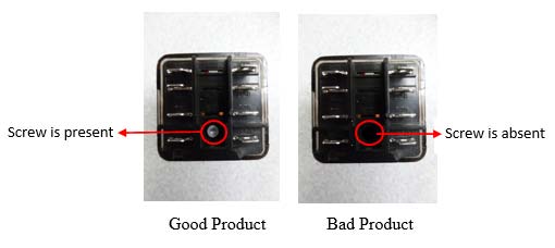 Figure 9: Job 1 Test Product Images JOB 2We used holder for job 2, checker will check whether holding pins are assembled in holder during manufacturing process or not. If all holding pins are present in holder then checker will consider it as good product else it will consider it as bad product and send the good product to accept position and bad product to reject position.