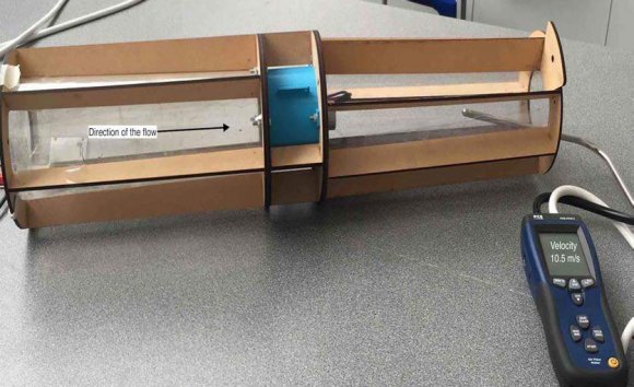 Image shows a Wind tunnel includes impeller and fan case Image shows the digital Tachometer Global Journal of Researches in Engineering ( ) Volume XVII Issue II Version I 8 Year 2017 D wind tunnel using servo consistency master. The motor rotating the fan is connected to a car battery, to provide stable DC power for long period of time and constant rotation of 10000RPM. that Controlled by a digital Tachomter shown in Figure 5