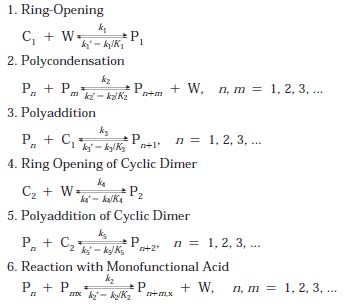 ] is moles/kg of Nylon-6 near the interested point and [W CP ] and [P CP ] are moles/kg of H 2 O and Nylon-6 at the lowest water content location.