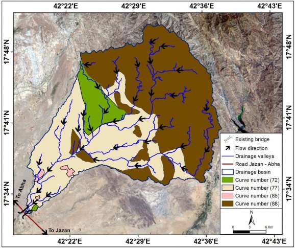 Figure 25: The risks map of Wadi Bayad watershed impacted the Jizan-Abha Highway in 2019