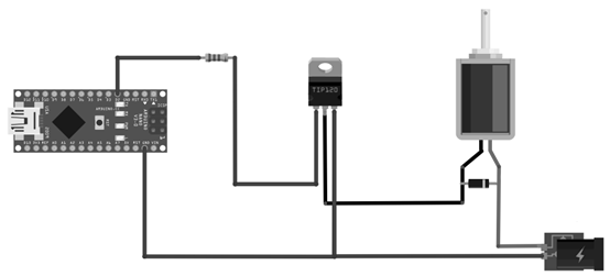 Figure 7: Interfacing solenoid valve with Arduino microcontroller