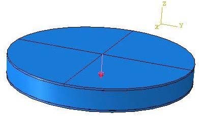 Figure 3: Loading configuration on the Sandwich Circular Plate. a) Concentrated load b) Linearly varying load c) Uniform load A full model of the plate was used in the analysis, with an element size of about 0.0010 and different loading conditions of Uniform load, Point load and Linearly-varying load acting under boundary conditions of both clamped and simply supported for each loading configuration. The deflection responses under each loading conditions with the corresponding support conditions was measured and the result compared with the analytical model. III.