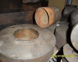 Fig. 10 : Observation of metallographic structure of, (a) the raw material (50X); (b) the as forged (20X); (c) heat treated final product (20X), 100CrMn6 mill grinding steel ball of cement industries, done in Akaki Basic Metals Industry.