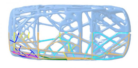 Figure 5 : Topology Optimisation result with wireframe overlay