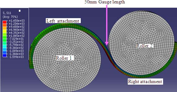 Figure 10 : Fractured unbent specimen from simulation conducted with bar specimen alone.