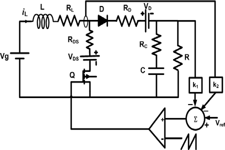 Figure 1 : Boost converter with parasitics