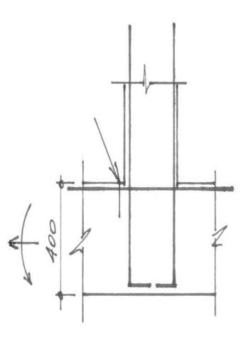 Figure 3 : Wall section, 300 mm thick, eccentrically loaded The calculated maximum loading on the wall at this section produces: