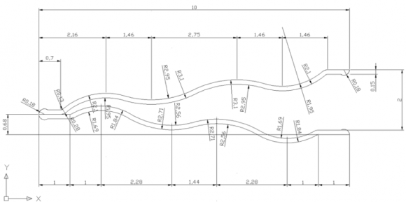 Figure 7 : Stress plot of yoke Fig. 9 is a demonstration of relationship between strain rate and temperature. With the increase of temperature, as usual strain increases. The relationship is linear.In Fig.10, a relationship between temperature rise and displacement in the yoke has been showed. The relationship is not linear. The displacement at