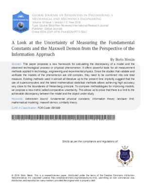 A Look at the Uncertainty of Measuring The Fundamental Constants and the Maxwell Demon from the Perspective of the Information Approach