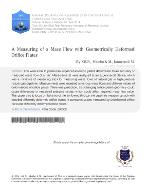 A Measuring of a Mass Flow with Geometrically Deformed Orifice Plates