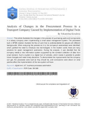 Analysis of Changes in the Procurement Process in a Transport Company Caused by Implementation of Digital Twin