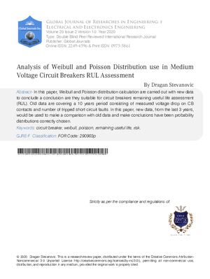 Analysis of Weibull and Poisson Distribution use in Medium Voltage Circuit Breakers RUL Assessment