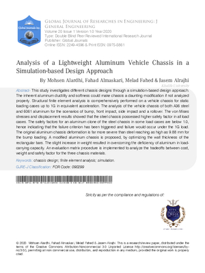 Analysis of a Lightweight Aluminum Vehicle Chassis in a Simulation-Based Design Approach