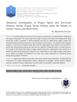Analytical Investigation of Wagon Speed and Traversed Distance during Wagon Hump Rolling Under the Impact of Gravity Forces and Head Wind