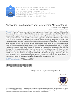 Application Based Analysis and Design Using Microcontroller