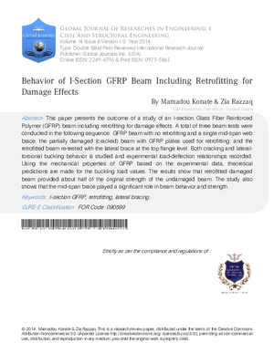 Behavior of I-Section GFRP Beam Including Retrofitting for Damage Effects