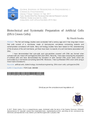 Biotechnical and Systematic Preparation of Artificial Cells (DNA Crown Cells)