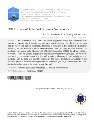 CFD Analysis of Solid Fuel Scramjet Combustors