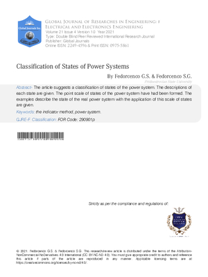 Classification of States of Power Systems