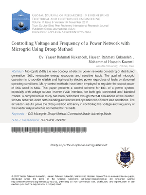 Controlling Voltage and Frequency of a Power Network with Microgrid Using Droop Method