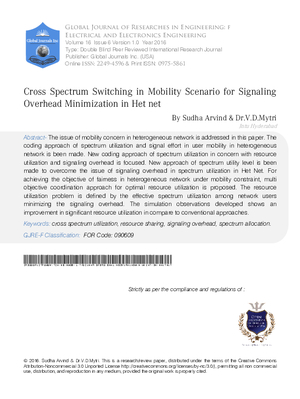 Cross Spectrum Switching in Mobility Scenario for Signaling Overhead Minimization in HetNet