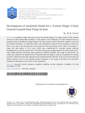 Development of Analytical Model for a Vertical Single U-Tube  Ground-Coupled Heat Pump System