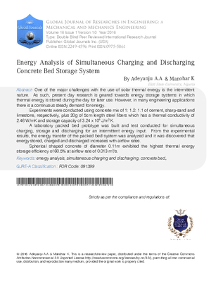 Energy Analysis of Simultaneous Charging and Discharging Concrete Bed Storage System
