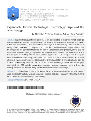 Expandable Tubular Technologies  aTechnology Gaps And The Way Forwarda