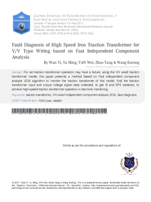 Fault Diagnosis of High Speed Iron Traction Transformer for V/V Type Wiring Based on Fast Independent Component Analysis