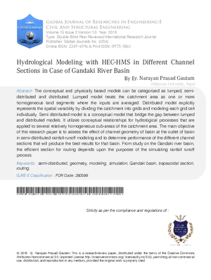 Hydrological Modeling with HEC-HMS in Different Channel Sections in Case of Gandaki River Basin