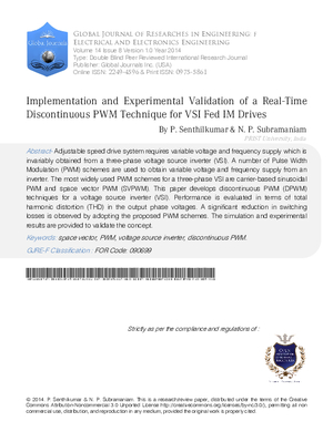 Implementation and Experimental Validation of a Real-Time Discontinuous PWM Technique for VSI Fed IM Drives