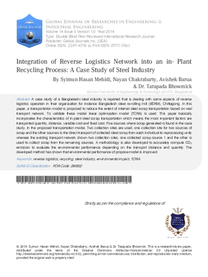 Integration of Reverse Logistics Network into an in- Plant Recycling Process: A Case Study of Steel Industry