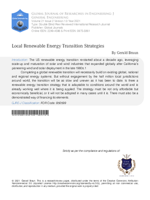 Local Renewable Energy Transition Strategies