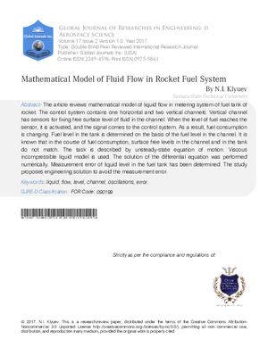 Mathematical Model of Fluid Flow in Rocket Fuel System