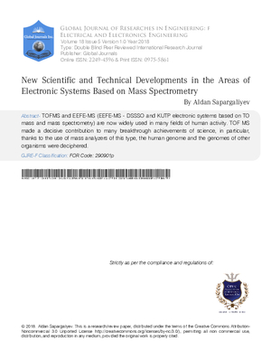 New Scientific and Technical Developments in the Field of Electronic Systems Based on Mass Spectrometry