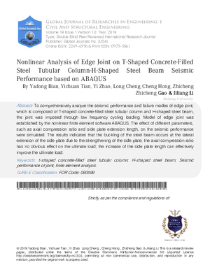 Nonlinear Analysis of Edge Joint on T-shaped Concrete-filled Steel Tubular Column-H-shaped Steel Beam Seismic Performance based on ABAQUS