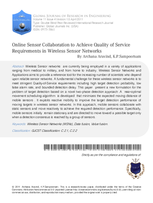 ONLINE SENSOR COLLABORATION TO ACHIEVE QUALITY OF SERVICE REQUIREMENTS IN WIRELESS SENSOR NETWORKS