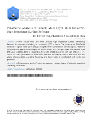 Parametric Analysis of Tunable Multi Layer Multi Dielectric-High Impedance Surface Reflector
