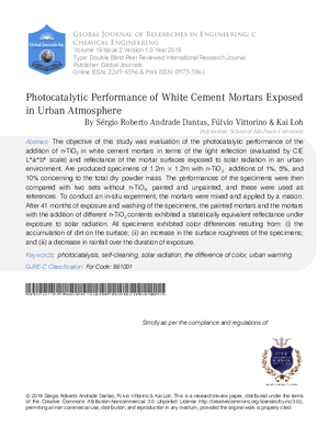 Photocatalytic Performance of White Cement Mortars Exposed  in Urban Atmosphere