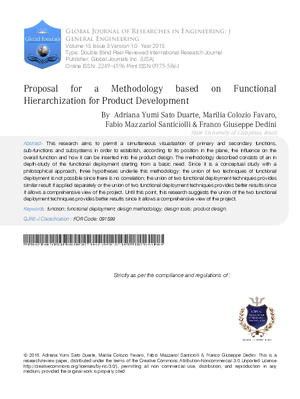 Proposal for a Methodology based on Functional Hierarchization for Product Development