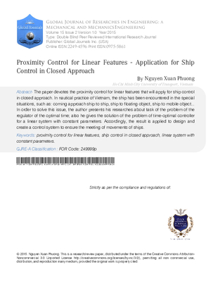 Proximity Control for Linear Features - Application for Ship Control in Closed Approach
